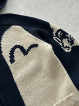 Evisu Chunky Wool Knit Zip Up Hoodie (L)