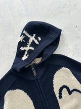 Evisu Chunky Wool Knit Zip Up Hoodie (L)