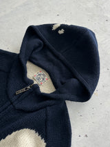 Evisu Chunky Wool Knit Zip Up Hoodie (L)