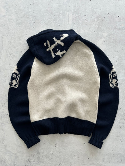 Evisu Chunky Wool Knit Zip Up Hoodie (L)
