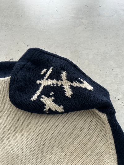 Evisu Chunky Wool Knit Zip Up Hoodie (L)