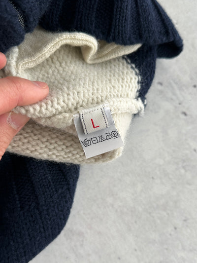 Evisu Chunky Wool Knit Zip Up Hoodie (L)