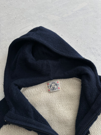 Evisu Chunky Wool Knit Zip Up Hoodie (L)