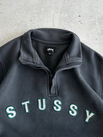 Stussy embroidered arc logo 1/4 zip sweatshirt (S)