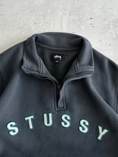 Stussy embroidered arc logo 1/4 zip sweatshirt (S)