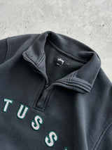 Stussy embroidered arc logo 1/4 zip sweatshirt (S)