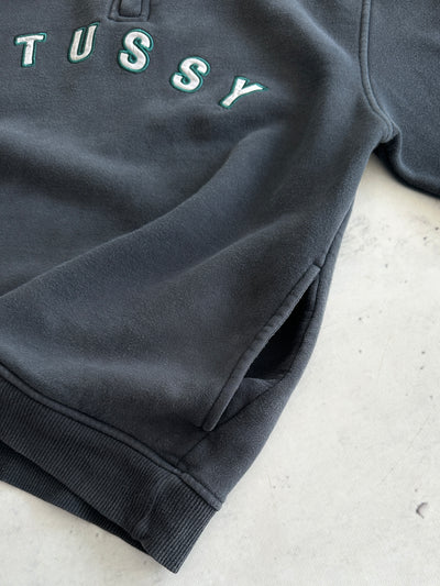 Stussy embroidered arc logo 1/4 zip sweatshirt (S)