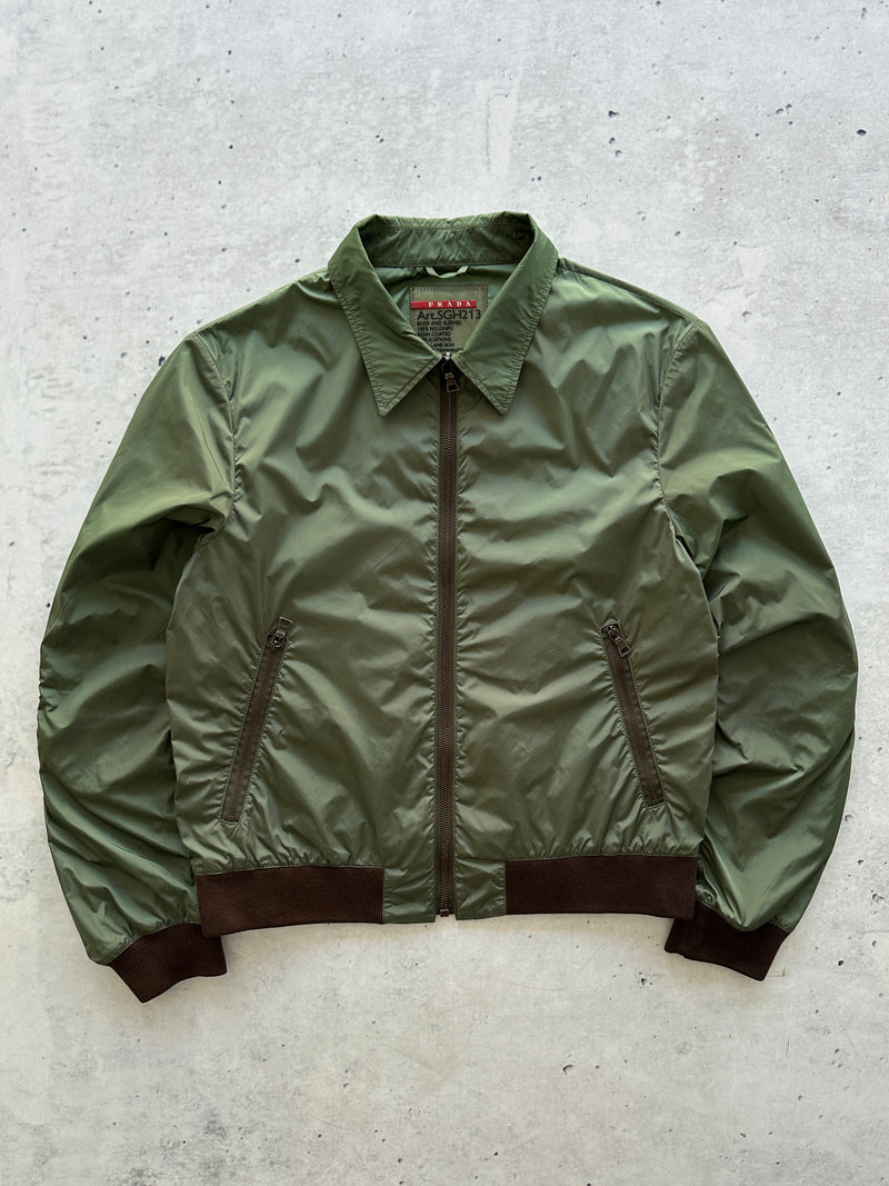 Prada Nylon / Leather elbow Zip Up bomber Jacket (S/M)
