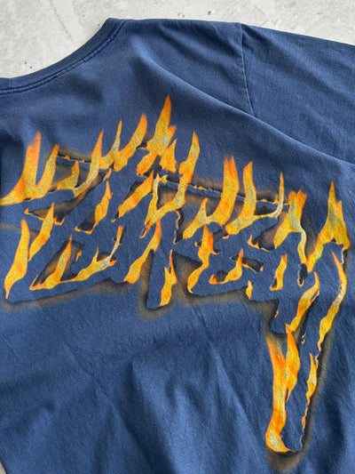Stussy burning stock logo script T shirt (M)