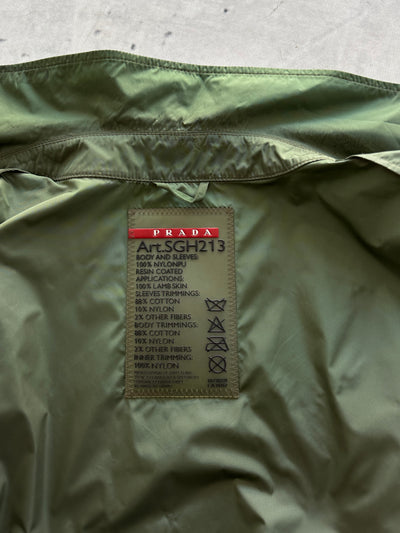 Prada Nylon / Leather elbow Zip Up bomber Jacket (S/M)