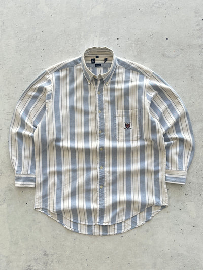 90's Ralph Lauren Vertical Stripe heavyweight Long Sleeve Shirt (S)