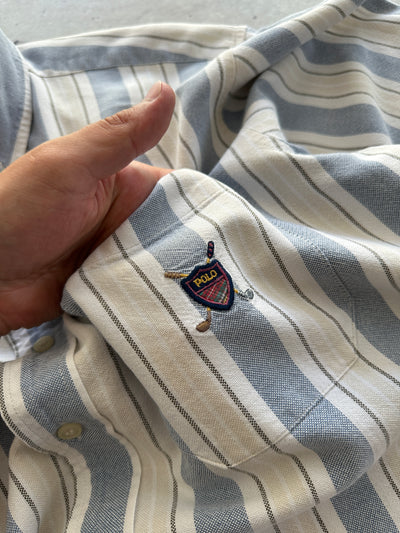 90's Ralph Lauren Vertical Stripe heavyweight Long Sleeve Shirt (S)