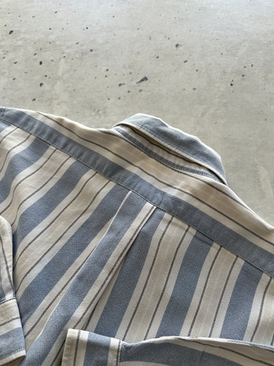 90's Ralph Lauren Vertical Stripe heavyweight Long Sleeve Shirt (S)