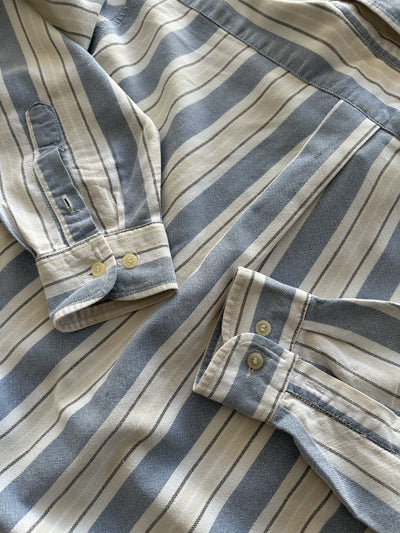 90's Ralph Lauren Vertical Stripe heavyweight Long Sleeve Shirt (S)