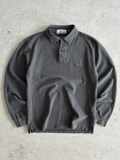 AW/16 Stone Island Patch Logo Long Sleeve Polo Shirt (S)