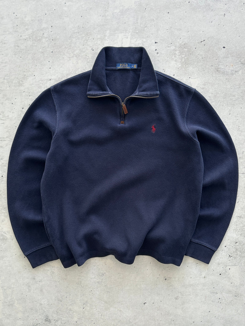 Ralph Lauren Ribbed 1/4 Zip Pullover Jumper (M)
