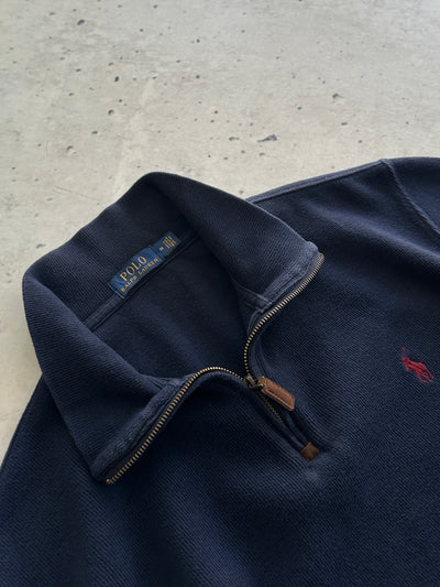 Ralph Lauren Ribbed 1/4 Zip Pullover Jumper (M)