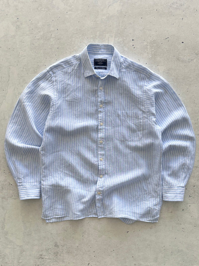Vintage Linen Charles Tyrwhitt Vertical Stripe Shirt (XL)