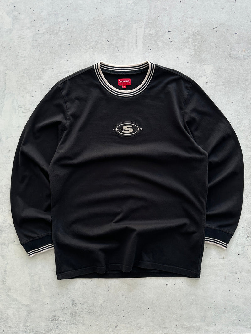 AW/18 Supreme Striped Rib Logo Long Sleeve T Shirt (L)
