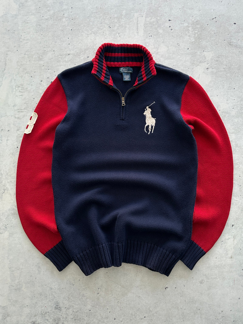 00's Ralph Lauren Big Logo 1/4 Zip Knit Jumper (S/M)