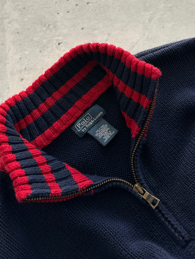 00's Ralph Lauren Big Logo 1/4 Zip Knit Jumper (S/M)