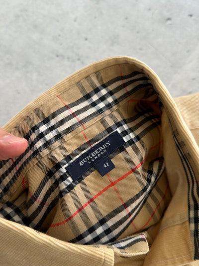 90's Burberry Nova Check Corduroy Long Sleeve Shirt (XL)