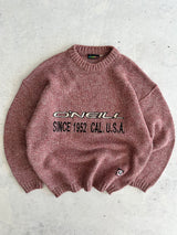 Vintage O'Neill Chunky Knit wool Spell Out Crewneck Jumper (XL)