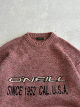 Vintage O'Neill Chunky Knit wool Spell Out Crewneck Jumper (XL)