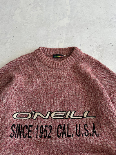 Vintage O'Neill Chunky Knit wool Spell Out Crewneck Jumper (XL)