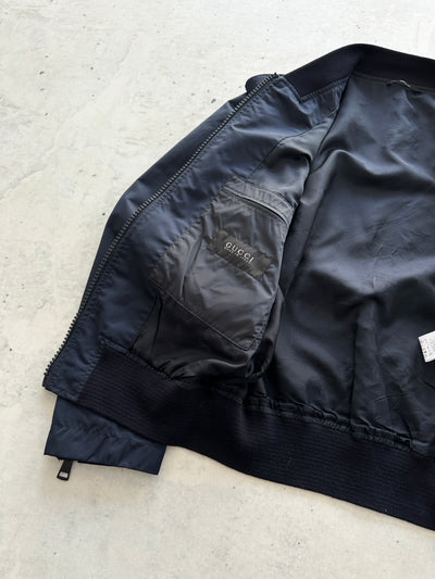 2008 Gucci Military Web Stripe Zip Up Bomber Jacket (S)