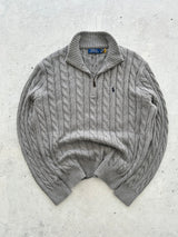Ralph Lauren Cable Knit 1/4 Zip Jumper (L)