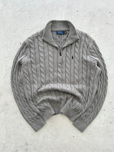 Ralph Lauren Cable Knit 1/4 Zip Jumper (L)