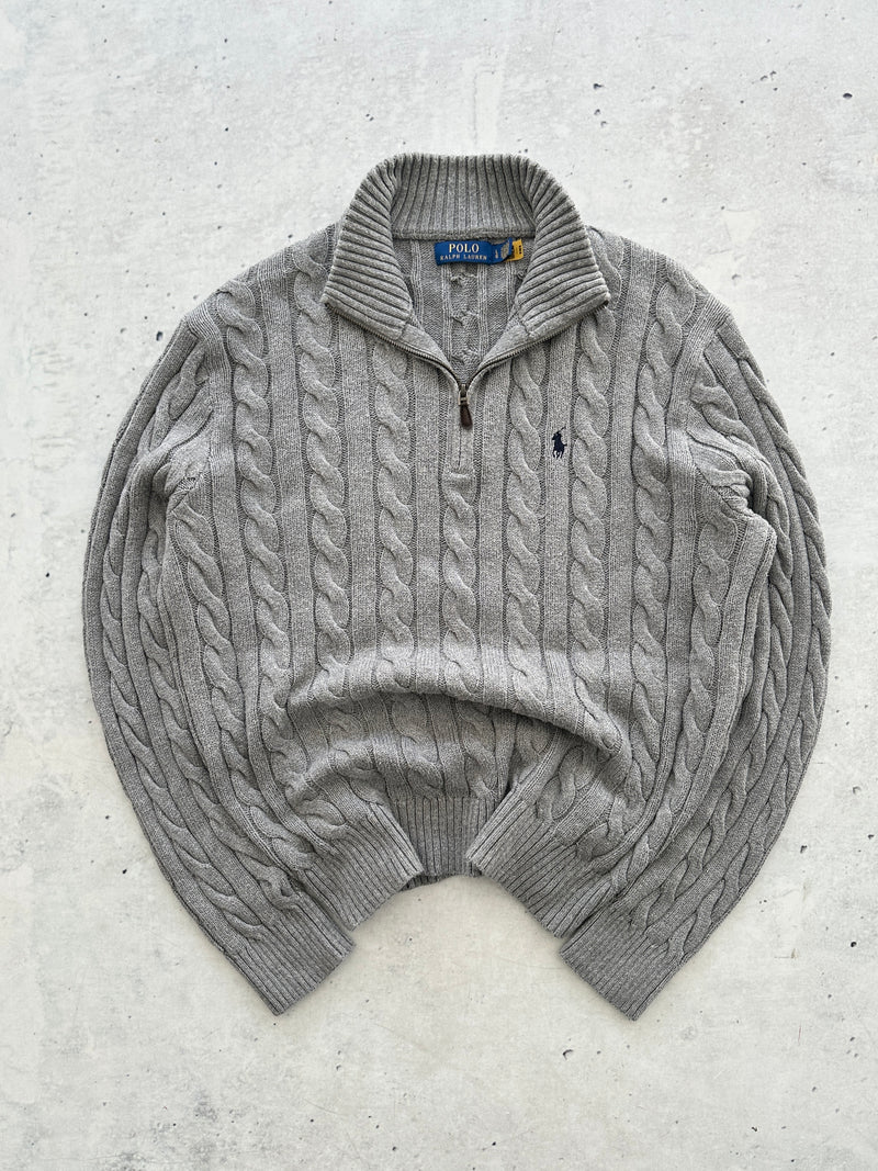 Ralph Lauren Cable Knit 1/4 Zip Jumper (L)