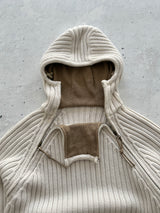 00's Schott NYC Chunky Knit Asymmetrical balaclava Zip Hoodie (S)