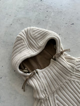 00's Schott NYC Chunky Knit Asymmetrical balaclava Zip Hoodie (S)