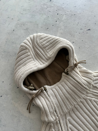 00's Schott NYC Chunky Knit Asymmetrical balaclava Zip Hoodie (S)