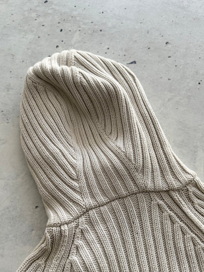 00's Schott NYC Chunky Knit Asymmetrical balaclava Zip Hoodie (S)