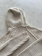 00's Schott NYC Chunky Knit Asymmetrical balaclava Zip Hoodie (S)