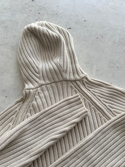 00's Schott NYC Chunky Knit Asymmetrical balaclava Zip Hoodie (S)