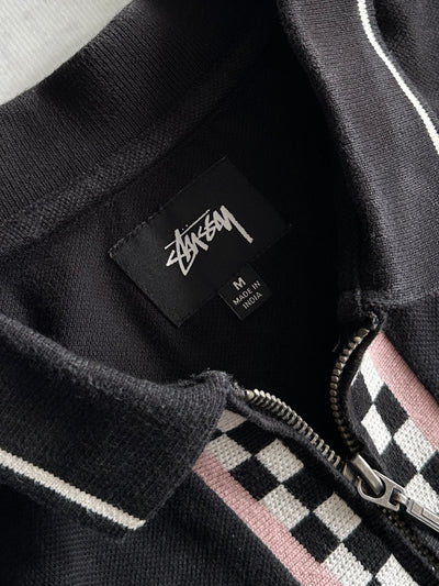 Stussy Julian Checked Full Zip Polo Shirt (M)