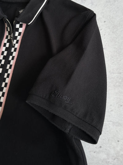 Stussy Julian Checked Full Zip Polo Shirt (M)