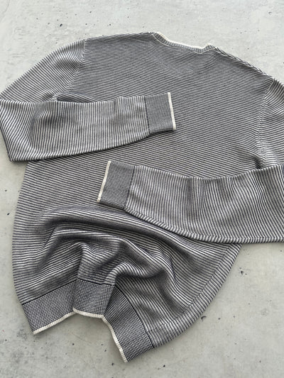 Lacoste textured Stripe Crewneck Knit Jumper (M)