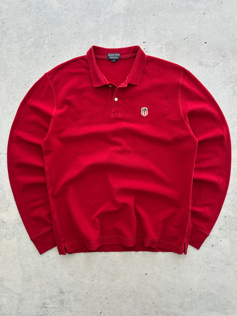 90's Ralph Lauren K-Swiss Flag Long Sleeve Polo Shirt (XL)