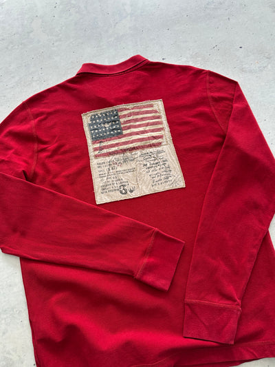 90's Ralph Lauren K-Swiss Flag Long Sleeve Polo Shirt (XL)