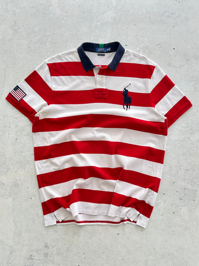 Ralph Lauren Big Logo USA Stripe Polo Shirt (XXL)