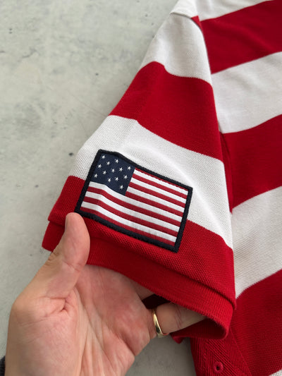 Ralph Lauren Big Logo USA Stripe Polo Shirt (XXL)