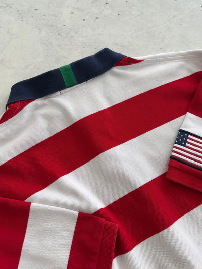 Ralph Lauren Big Logo USA Stripe Polo Shirt (XXL)