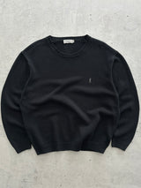 YSL Embroidered Logo Crewneck Knit Jumper (XL)