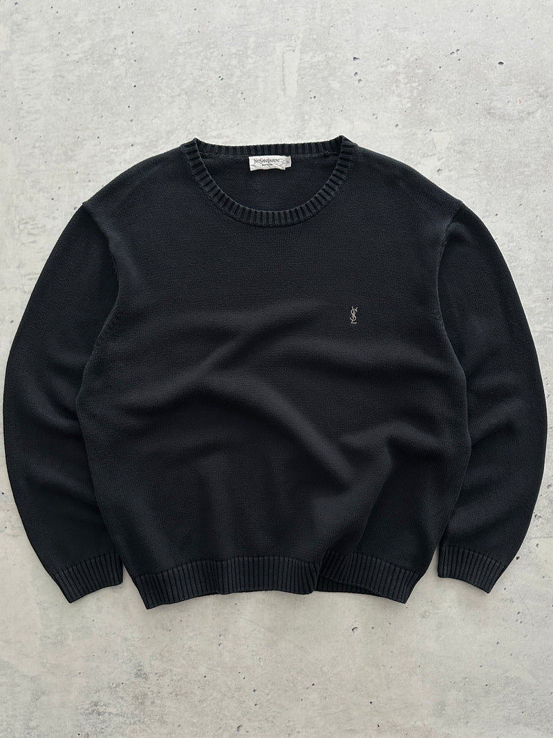 YSL Embroidered Logo Crewneck Knit Jumper (XL)