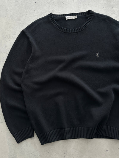 YSL Embroidered Logo Crewneck Knit Jumper (XL)